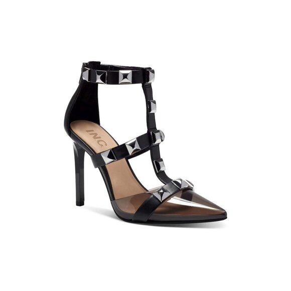 NWOT I.N.C. International Concepts Syndia Strappy Silver Studded Stiletto Heels - Picture 1 of 4